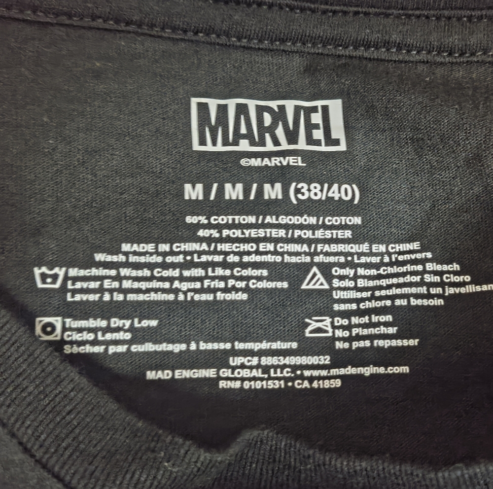 NWT Marvel Black Medium Unisex Wolverine Short Sleeve T-shirt - Picture 2 of 5